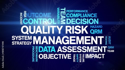 Quality Risk Management animated word cloud-text design animation tag kinetic typography seamless loop.