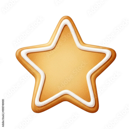 Delicious star shaped cookie with icing, festive treat for holidays, a sweet temptation for Christmas or birthdays, a delightful baked good