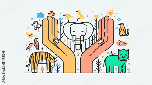 A Conceptual Art Piece Depicting Animal Wildlife Conservation