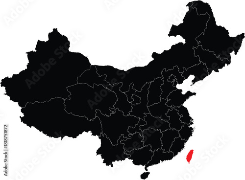 Taiwan Next to Map of China Editable Vector
