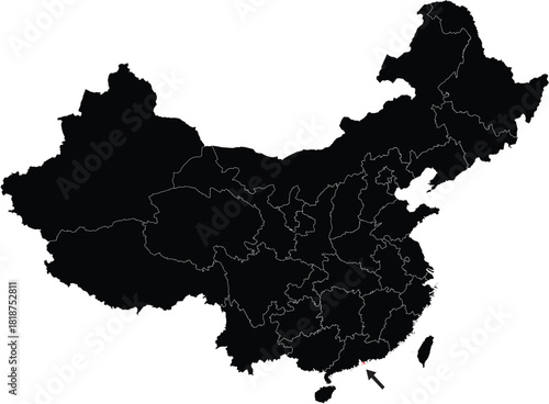 Hong Kong SAR on Map of China Editable Vector