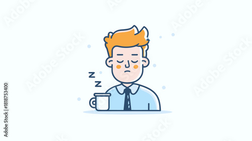 Sleepy Man Icon Depicting Monday Blues in Digital Illustration