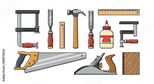A collection of essential hand tools for woodworking, carpentry, and joinery, perfect for craftsmanship and DIY projects