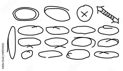 Hand drawn doodle elements arrows circles checkmarks and hearts