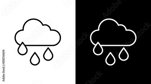 Falling Raindrops White Icon Set Design