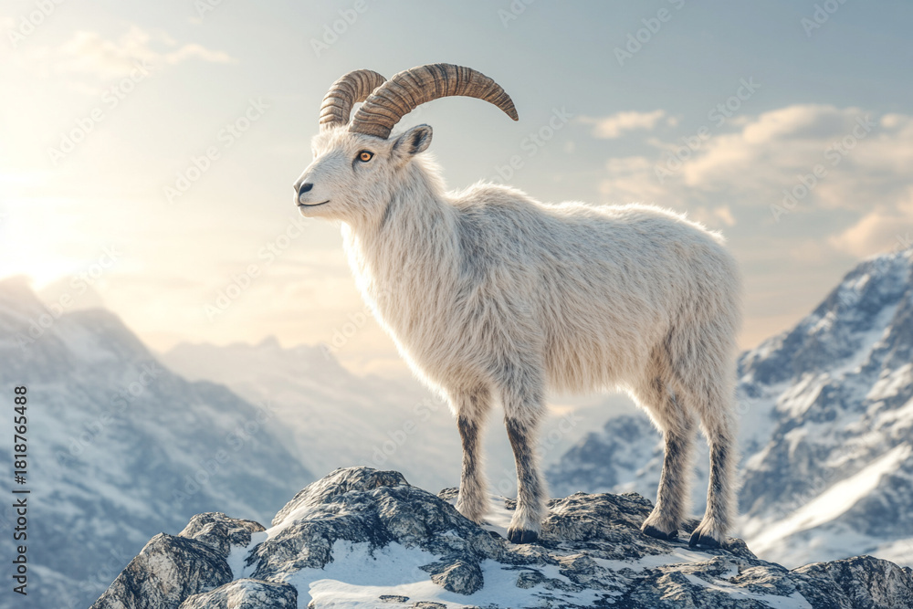 Fototapeta premium International Day of the Markhor - Conservation of the Endangered Wild Goat Species