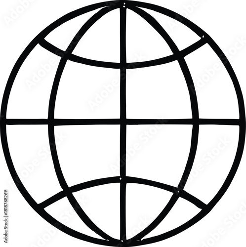 Global Earth Globe Line Icon – Simple World Map Symbol for Web & UI Design