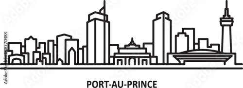 Port au prince haiti skyline linear style vector illustration on transparent file