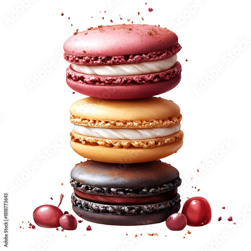 Deliciously colorful stacked macarons