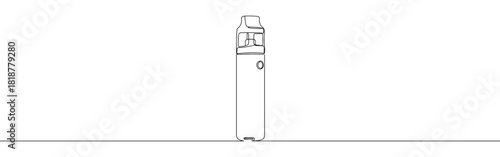 Continuous one thin smooth line simple minimalistic drawing of a vape pen on a white background