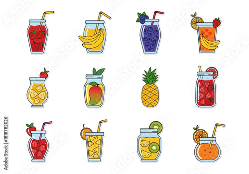 Colorful Juice Collection Fresh Fruit Smoothies & Healthy Drinks for Wellness