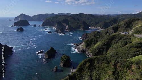 あいあい岬（奥石廊）の海岸線（空撮） - 静岡県南伊豆町,日本