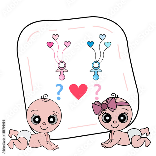 Baby Gender Reveal with Pacifiers and Hearts