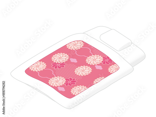 日本の布団（花柄）