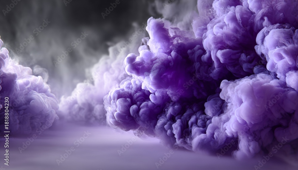 Obraz premium Dramatic cloudscape of delicate purple smoke evokes surreal celestial wonder and mysterious depths