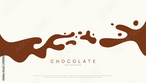Chocolate background of Modern poster, dynamic splashes and drops. Vector illustration in a flat style of minimalism	
