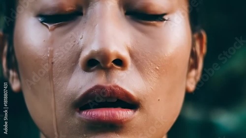 Expressive Close-Ups of an Asian Woman Crying: Conveying Emotion and Vulnerability in High Quality