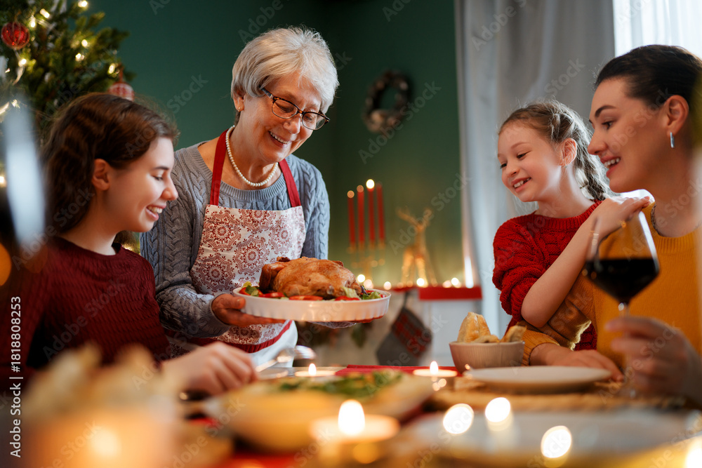 Fototapeta premium family celebrating Christmas