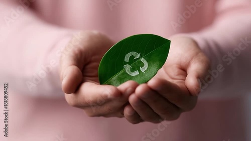 Wallpaper Mural This footage captures the essence of sustainability. A hand holding a green leaf represents our commitment to eco-friendly practices. Inspire change for a greener future. Generative AI Torontodigital.ca