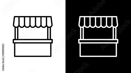 Market Stall  White Icon Set Design