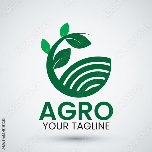 Simple agriculture logo icon for agronomy farm earth green land line style graphic symbol vector illustration