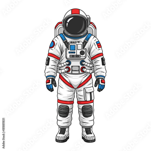Astronaut standing in space suit on white background