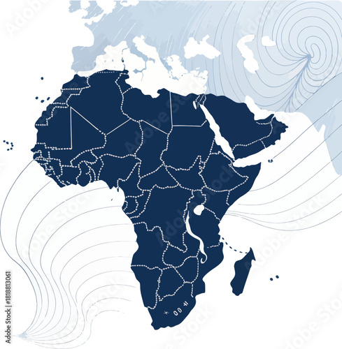 Abstract Continent Silhouette Vector Map Design Concept