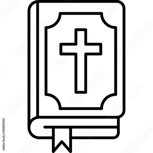 Minimal Bible Line Icon – Holy Book Scripture Christian Outline Symbol