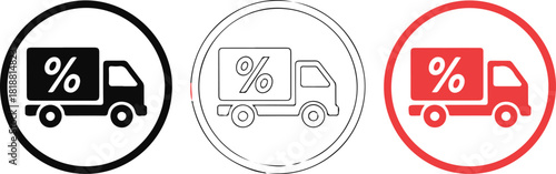 Discount delivery truck icon set