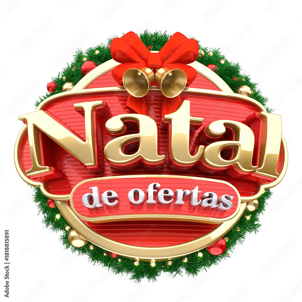 Fototapeta Natal de Ofertas Selo 3D VERMELHO com Guirlanda
