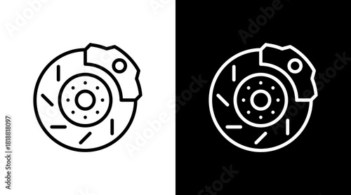 Brake Disc  White Icon Set Design