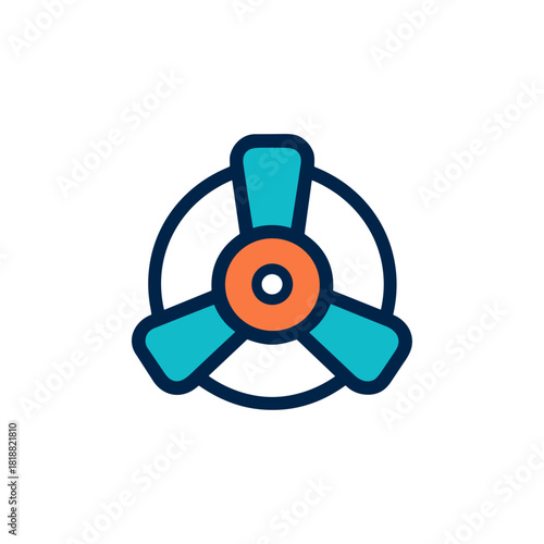 Radiator, Cooling fan icon logo flat vector design