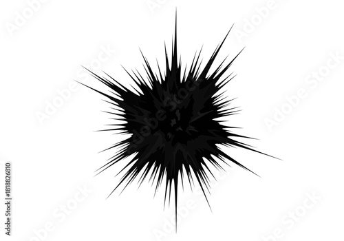 Abstract black spiky explosion or starburst shape isolated on