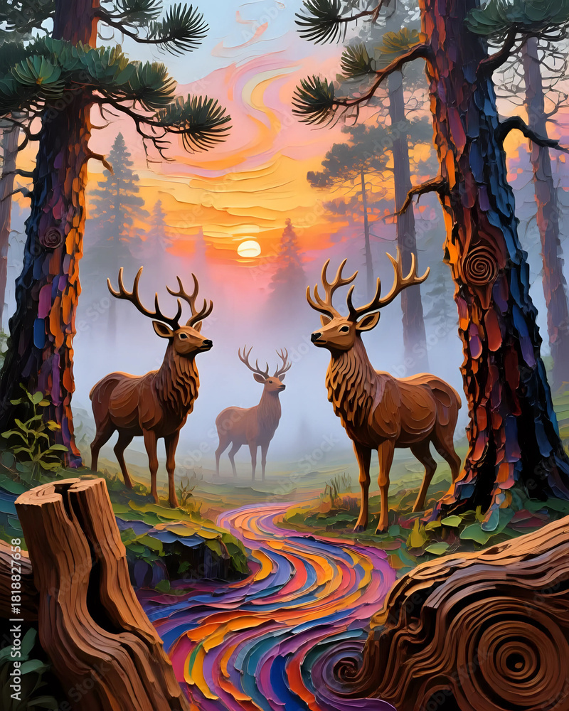 Obraz premium Deer in the forest I Wall Decor 