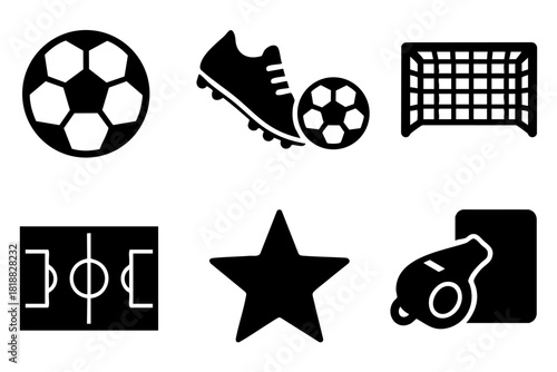 Soccer football silhouette icons set simple design vector stock illustration