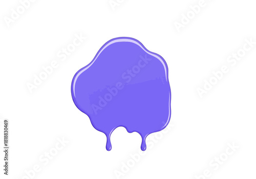 A blob of purple paint with drips, isolated on