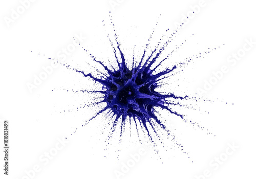 Abstract representation of a purple virus or bacterium with spikes, isolated on