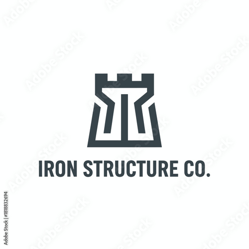 Iron Structure Co. Castle/Tower Logo - Construction, Engineering, and Security Vector