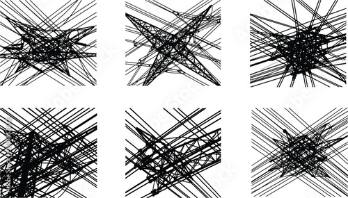 Chaotic overlapping power lines abstract illustration, complex electric grid silhouette artwork, high tension wires pattern background, energy infrastructure concept design