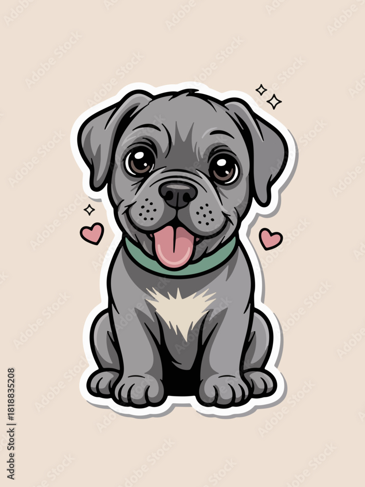 Fototapeta premium Adorable puppy with Hearts: An illustrated cute puppy with heart symbols, captures the essence of cuteness, expressing innocent love and affection.