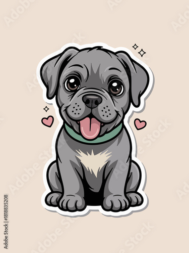 Adorable puppy with Hearts: An illustrated cute puppy with heart symbols, captures the essence of cuteness, expressing innocent love and affection.