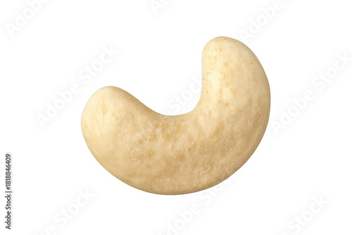 Single raw cashew nut isolated on transparent background