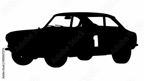 Classic racing car silhouette ready to win, evoking speed and vintage charm, the perfect symbol for automotive passion and competitive spirit, number one