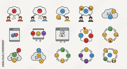Dynamic emotional cycles and mood transitions visualized with engaging icons for business and personal growth insights
