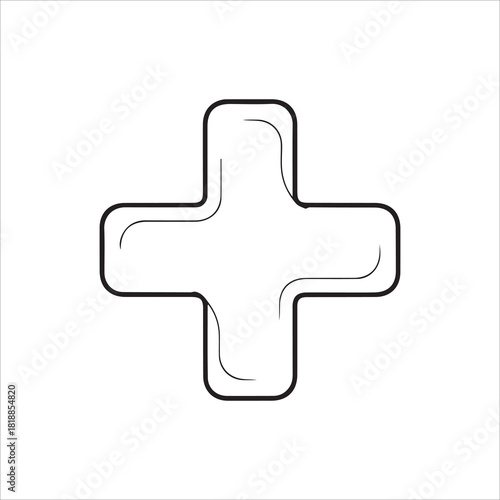 A simple plus sign with rounded corners, a universal symbol for addition, positivity, and medical care in a minimalist design
