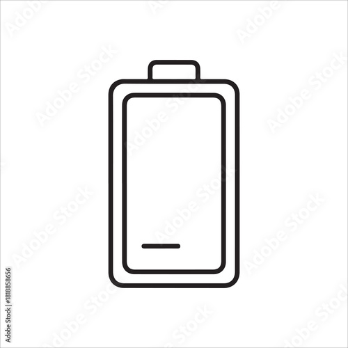 A minimalist line drawing of a battery with a low charge level, , perfect for illustrating energy or power concepts