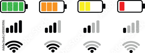 Status bar icon. Status bar phone icon vector illustration. Set of android status bar icon vector set. Smartphone notification icon vector set