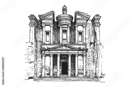 Petra – Jordan, engraving vector style