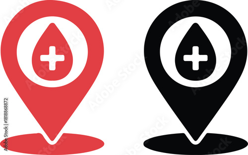 Blood donation map pin icon
