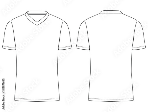 V Neck T shirt jersey mockup vector illustration template design	
